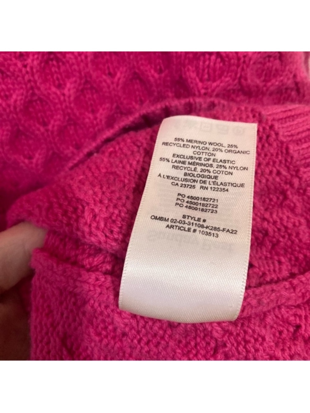 Sunday Best Peggy Sweater Size XS Fuchsia Pink Merino Wool - Picture 8 of 9
